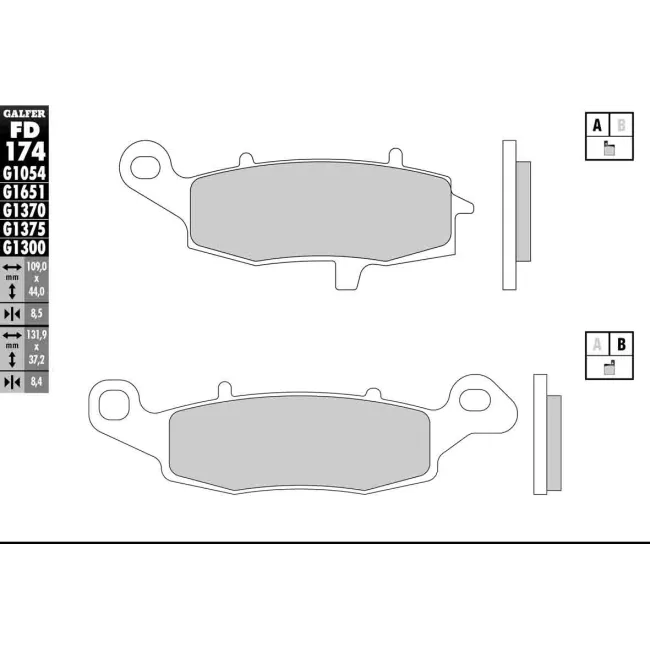 Imagen de JUEGO PASTILLAS GALFER FD174G1370 COMP. SINTERIZADO (FD174G1370)