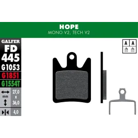 Imagen de JGO. PASTILLAS GALFER BICI HOPE Mono V2, Tech V2 A (FD445G1851)