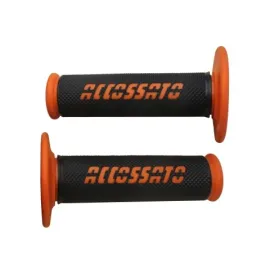 Imagen de PAR DE PUÑOS ACCOSSATO OFF ROAD NEGROS CON LOGO NARANJA (GR008O)