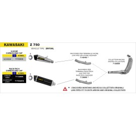 Imagen de COLECTOR ARROW KAWASAKI Z750 07-010 LOW MID-PIPE (71368MI)